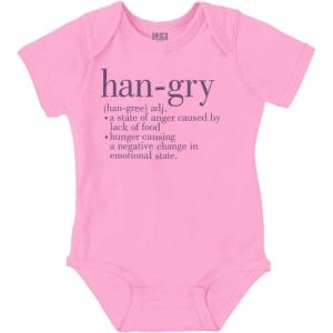 Brisco Brands Hangry Definition Angry Foodie Baby Romper Boys or Girls(Pink)