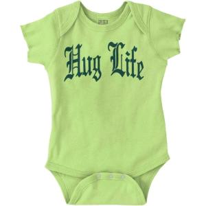 Brisco Brands Hug Life Tattoo Letters Font Funny Baby Romper Boys or Girls(Key Lime)