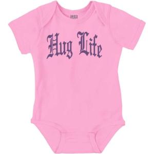Brisco Brands Hug Life Tattoo Letters Font Funny Baby Romper Boys or Girls(Pink)