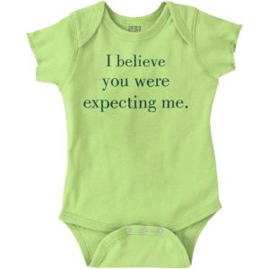 Brisco Brands I Believe You Were Expecting Me Baby Romper Boys or Girls(Key Lime)