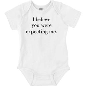 Brisco Brands I Believe You Were Expecting Me Baby Romper Boys or Girls(White)