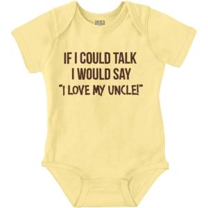 Brisco Brands If I Could Talk I’d Say Love My Uncle Baby Romper Boys or Girls(Banana)