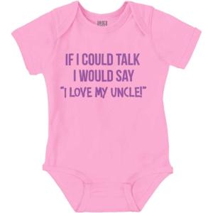 Brisco Brands If I Could Talk I’d Say Love My Uncle Baby Romper Boys or Girls(Pink)