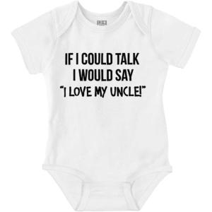 Brisco Brands If I Could Talk I’d Say Love My Uncle Baby Romper Boys or Girls(White)