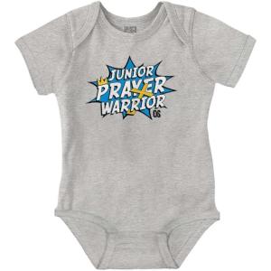 Brisco Brands Junior Prayer Warrior Christian Baby Romper Boys or Girls(Heather)