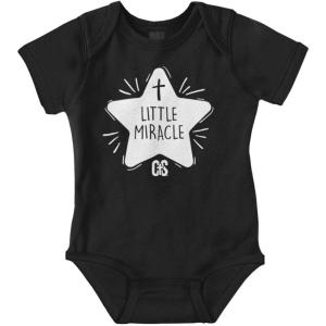 Brisco Brands Little Miracle Christian Religious Baby Romper Boys or Girls(Black)