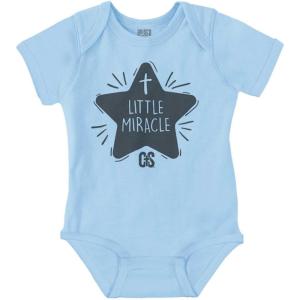 Brisco Brands Little Miracle Christian Religious Baby Romper Boys or Girls(Light Blue)