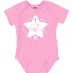 Brisco Brands Little Miracle Christian Religious Baby Romper Boys or Girls(Pink)
