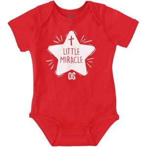 Brisco Brands Little Miracle Christian Religious Baby Romper Boys or Girls(Red)