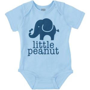 Brisco Brands Little Peanut Cute Lil Elephant Lover Baby Romper Boys or Girls(Light Blue)