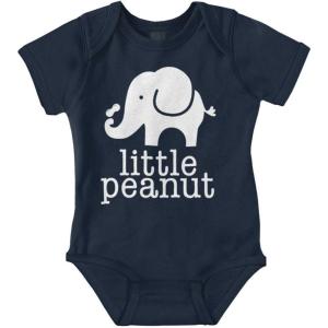 Brisco Brands Little Peanut Cute Lil Elephant Lover Baby Romper Boys or Girls(Navy)