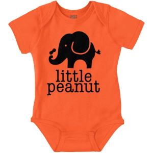 Brisco Brands Little Peanut Cute Lil Elephant Lover Baby Romper Boys or Girls(Orange)