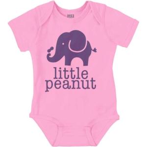 Brisco Brands Little Peanut Cute Lil Elephant Lover Baby Romper Boys or Girls(Pink)
