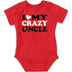 Brisco Brands Love Crazy Uncle Family Niece Nephew Baby Romper Boys or Girls(Red)