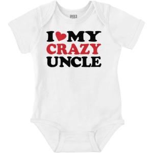 Brisco Brands Love Crazy Uncle Family Niece Nephew Baby Romper Boys or Girls(White)