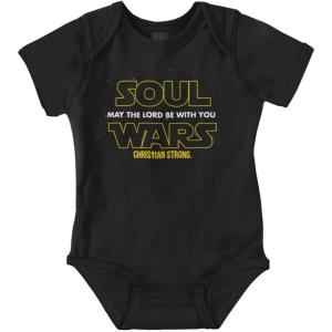 Brisco Brands May The Lord Be With You Christian Baby Romper Boys or Girls(Black)