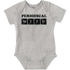 Brisco Brands Periodical Napper Science Nerd Baby Romper Boys or Girls(Heather)