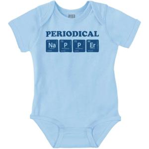 Brisco Brands Periodical Napper Science Nerd Baby Romper Boys or Girls(Light Blue)