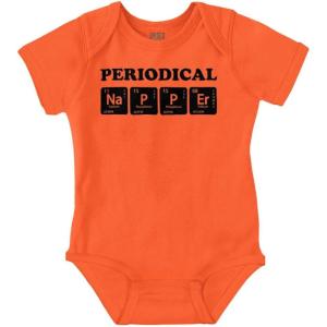 Brisco Brands Periodical Napper Science Nerd Baby Romper Boys or Girls(Orange)
