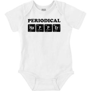 Brisco Brands Periodical Napper Science Nerd Baby Romper Boys or Girls(White)