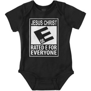 Brisco Brands Punny Christian Jesus is for Everyone Baby Romper Boys or Girls(Black)