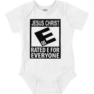 Brisco Brands Punny Christian Jesus is for Everyone Baby Romper Boys or Girls(White)