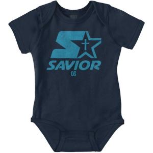 Brisco Brands Savior Christian Strong Jesus Cross Baby Romper Boys or Girls(Navy)