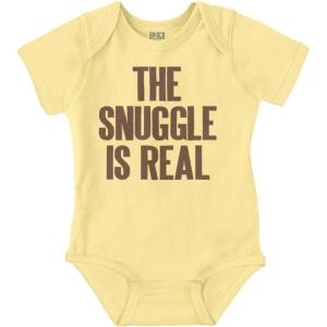 Brisco Brands The Snuggle Is Real Humor Pun Cute Baby Romper Boys or Girls(Banana)