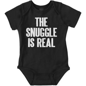 Brisco Brands The Snuggle Is Real Humor Pun Cute Baby Romper Boys or Girls(Black)