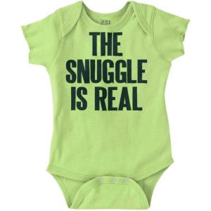 Brisco Brands The Snuggle Is Real Humor Pun Cute Baby Romper Boys or Girls(Key Lime)