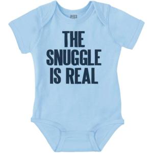 Brisco Brands The Snuggle Is Real Humor Pun Cute Baby Romper Boys or Girls(Light Blue)