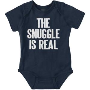 Brisco Brands The Snuggle Is Real Humor Pun Cute Baby Romper Boys or Girls(Navy)