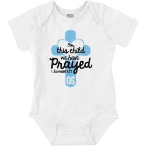 Brisco Brands We Have Prayed Christian Religious Jesus Baby Romper Boys or Girls(White)