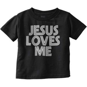 Jesus Loves Me Retro Christian Toddler Boy Girl T Shirt(Black)