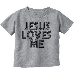 Jesus Loves Me Retro Christian Toddler Boy Girl T Shirt(Heather)
