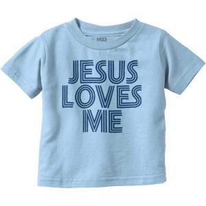Jesus Loves Me Retro Christian Toddler Boy Girl T Shirt(Light Blue)