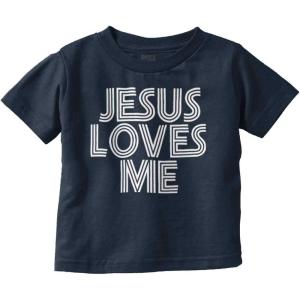Jesus Loves Me Retro Christian Toddler Boy Girl T Shirt(Navy)