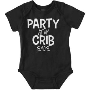 Party At My Crib BYOB Funny Baby Romper Boys or Girls(Black)