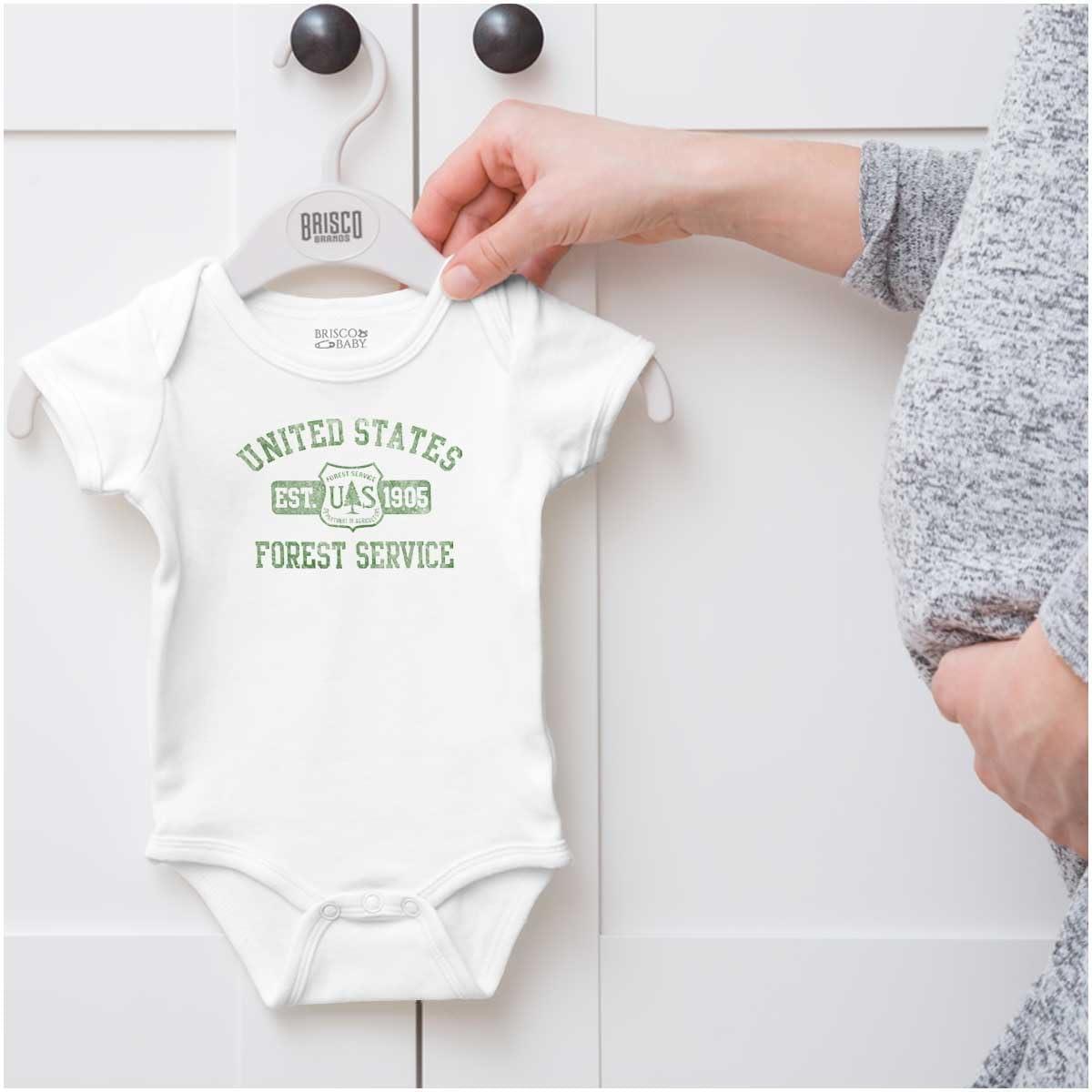 imageBrisco Brands United States Forest Service Camping Baby Romper Boys or GirlsWhite