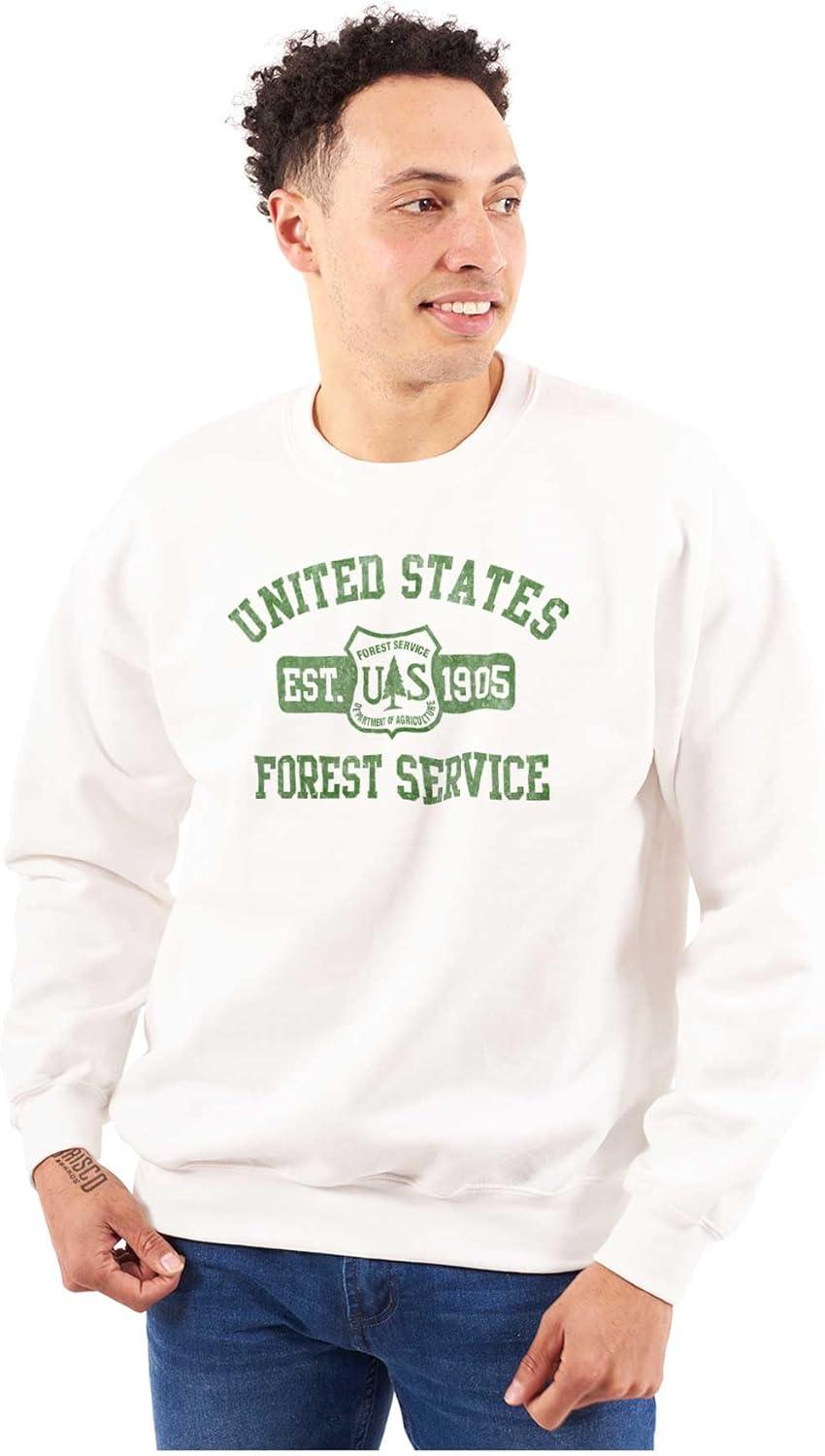imageBrisco Brands United States Forest Service Camping Sweatshirt for Men or WomenWhite