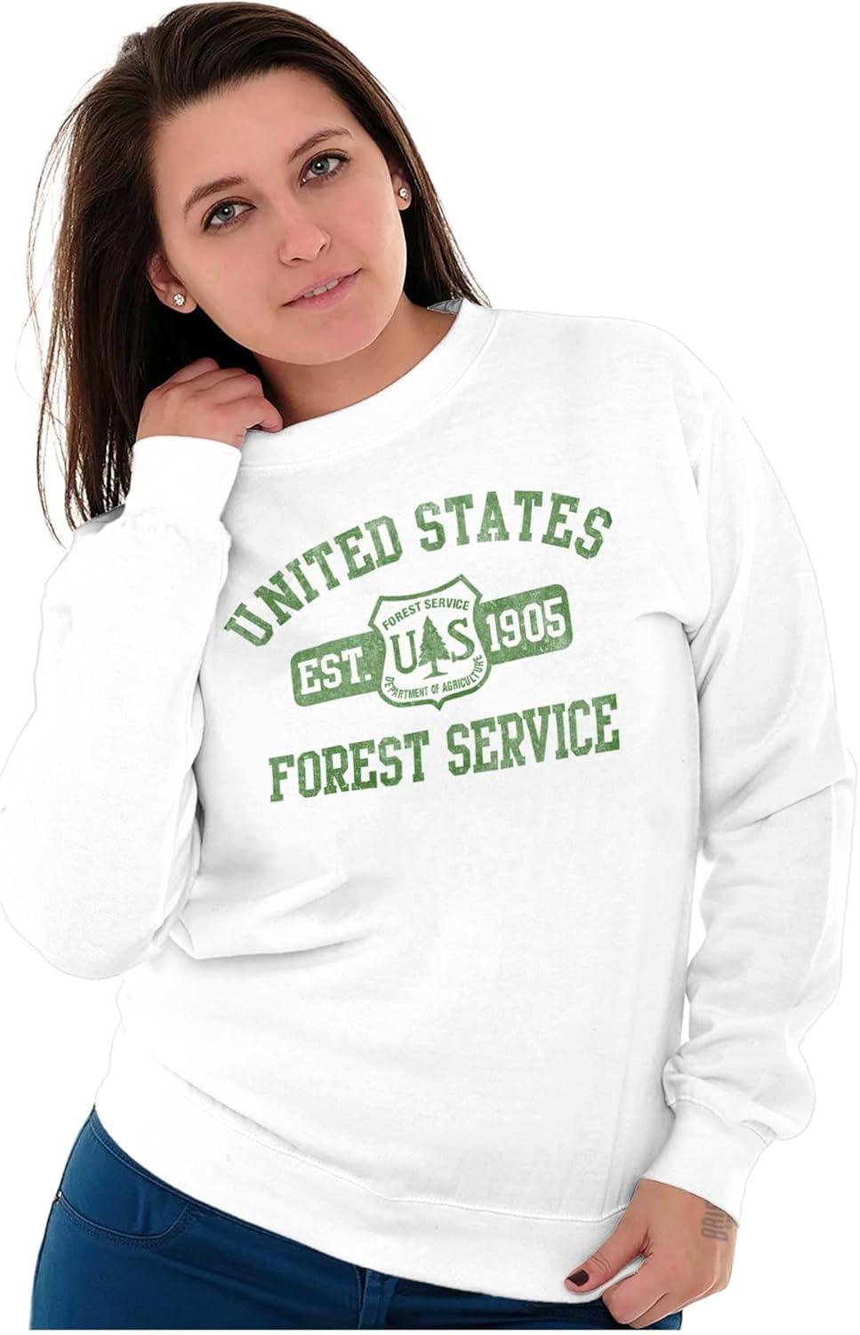 imageBrisco Brands United States Forest Service Camping Sweatshirt for Men or WomenWhite