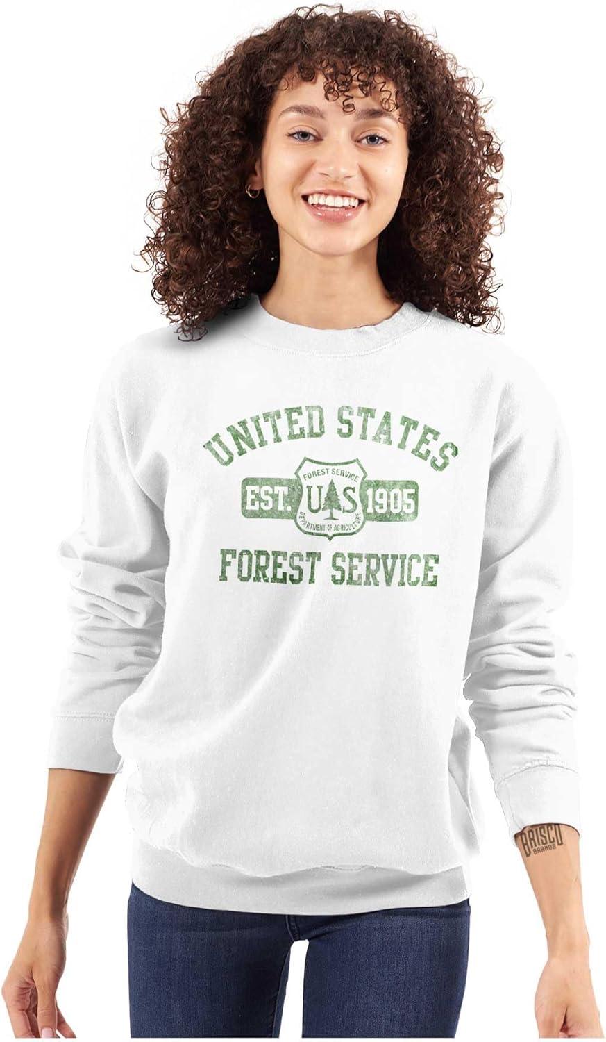 imageBrisco Brands United States Forest Service Camping Sweatshirt for Men or WomenWhite