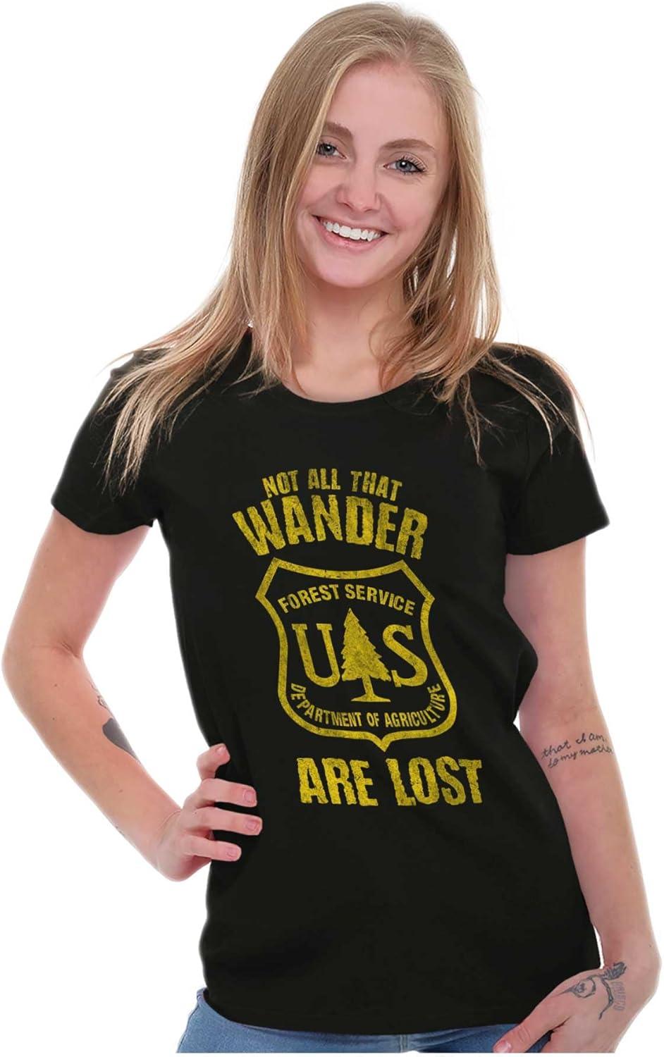 imageNot All Who Wander National Forest Womens Slim Fit Graphic TeeDark Heather