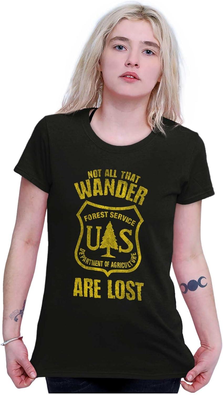 imageNot All Who Wander National Forest Womens Slim Fit Graphic TeeDark Heather