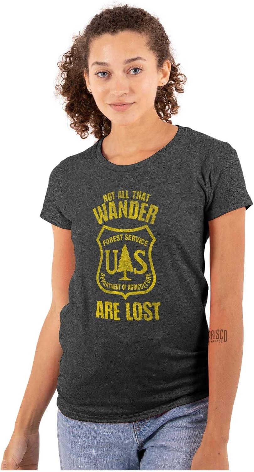 imageNot All Who Wander National Forest Womens Slim Fit Graphic TeeDark Heather