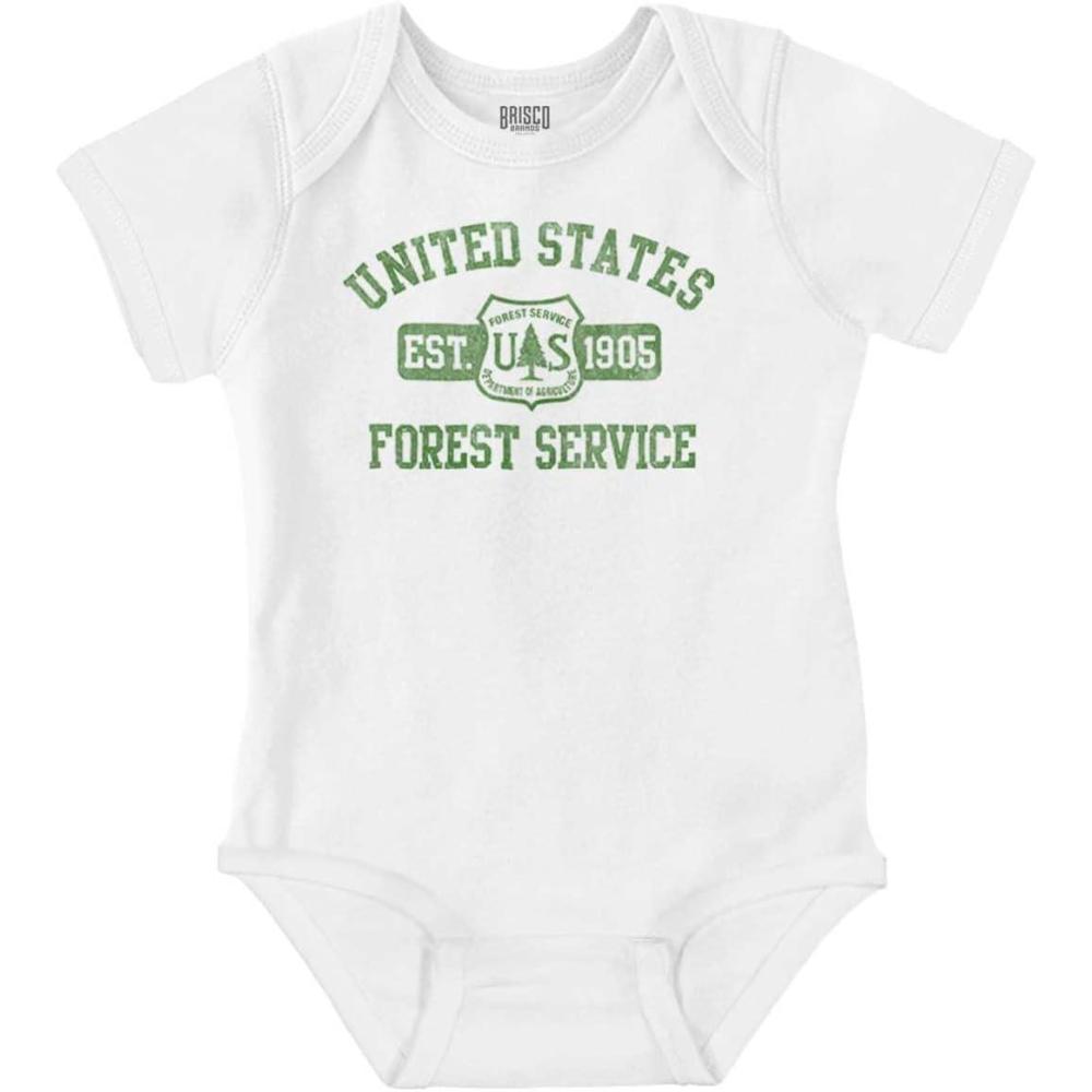 imageBrisco Brands United States Forest Service Camping Baby Romper Boys or GirlsWhite