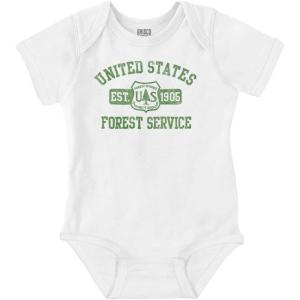Brisco Brands United States Forest Service Camping Baby Romper Boys or Girls(White)