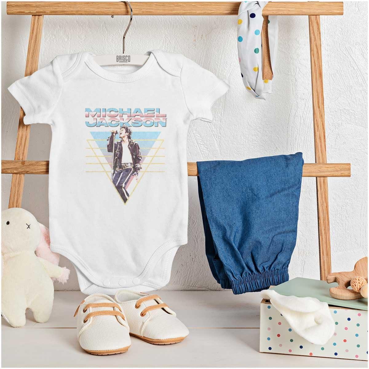 imageBrisco Brands Michael Jackson 90s King of Pop Baby Romper Boys or GirlsWhite