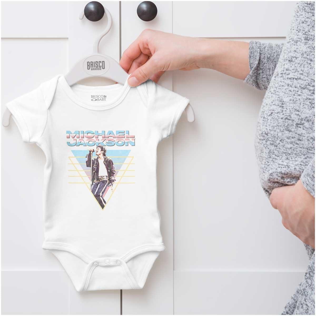 imageBrisco Brands Michael Jackson 90s King of Pop Baby Romper Boys or GirlsWhite