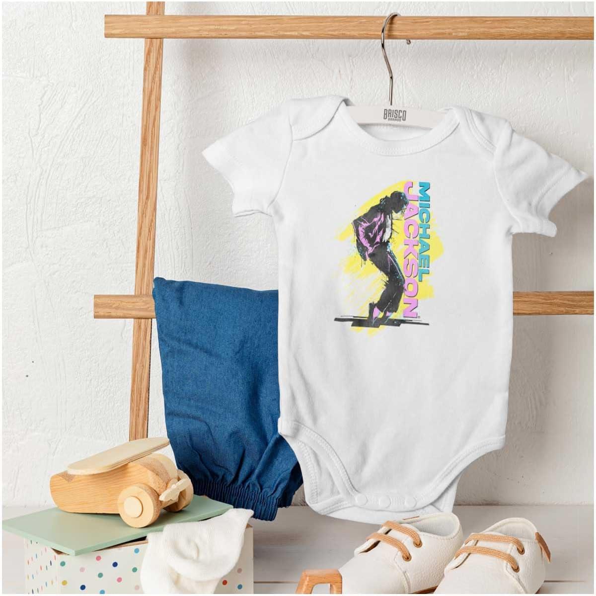 imageBrisco Brands Michael Jackson 90s Toe Stand Dance Baby Romper Boys or GirlsWhite